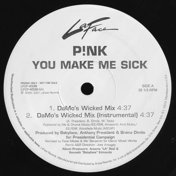 P!Nk – You Make Me Sick vinyl cover art