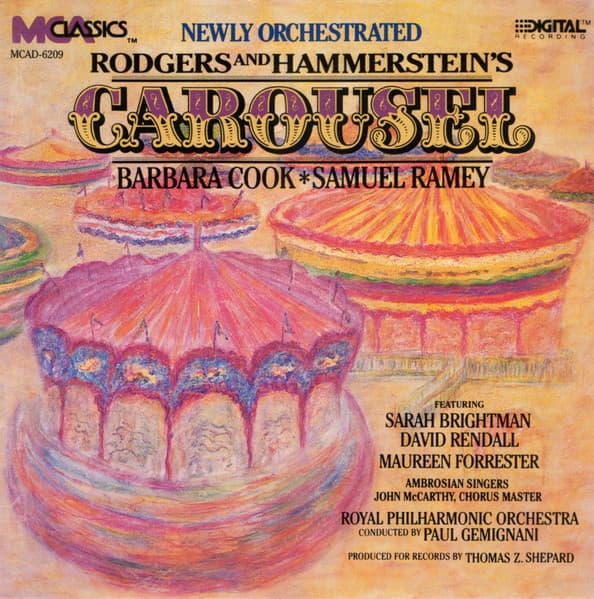 Rodgers & Hammerstein, Barbara Cook, Samuel Ramey, Sarah Brightman, Royal Philharmonic Orchestra, Paul Gemignani – Carousel vinyl cover art