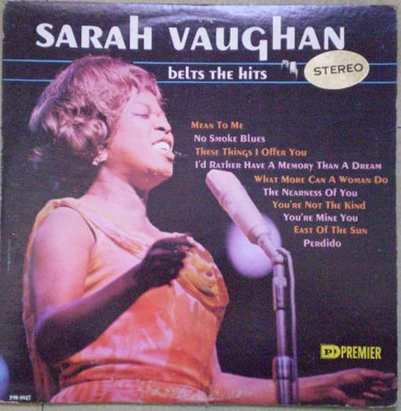 Sarah Vaughan – Belts The Hits vinyl cover art