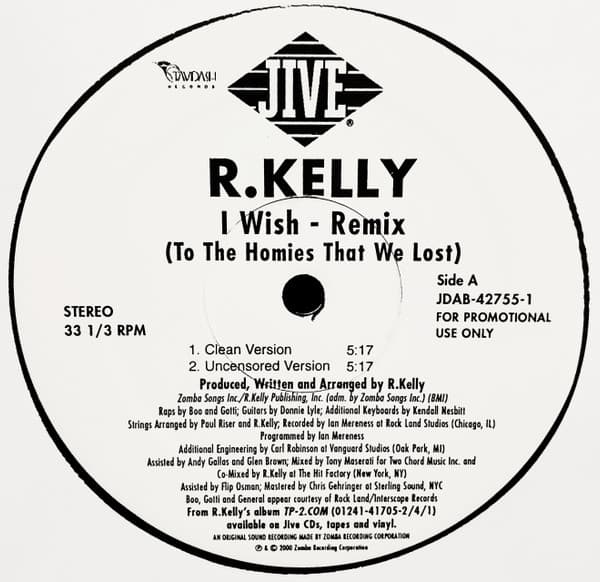 R. Kelly – I Wish (Remix) vinyl cover art