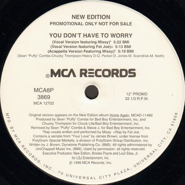 New Edition – You Don'T Have To Worry vinyl cover art