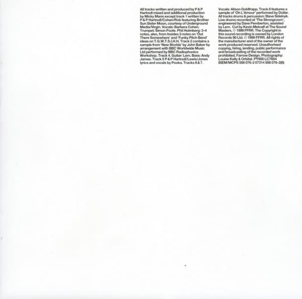 Orbital – Breakbeat - The Middle Of Nowhere vinyl cover art