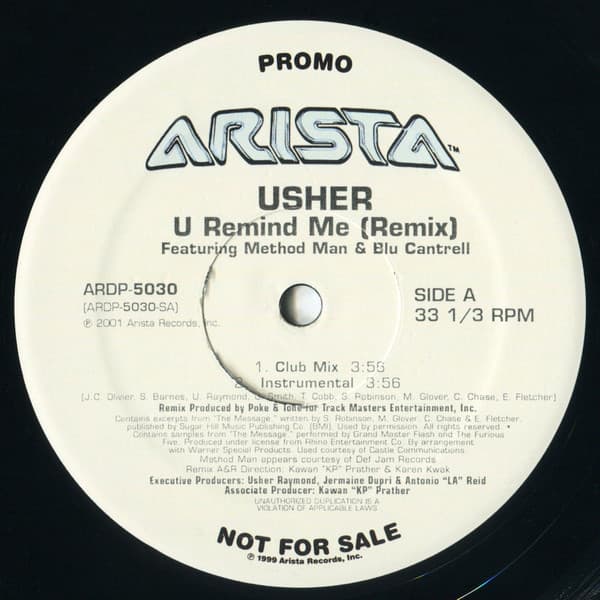 Usher – U Remind Me (Remix) vinyl cover art