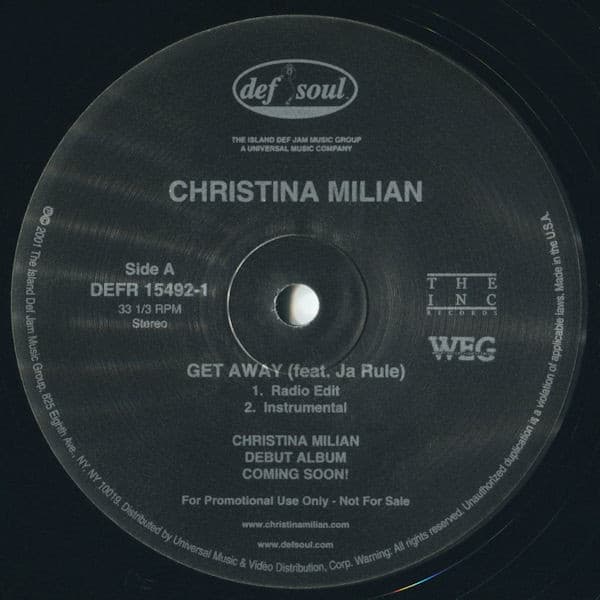 Ja Rule Christina Milian – Get Away vinyl cover art