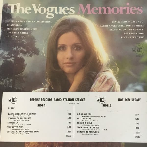 The Vogues – Memories vinyl cover art