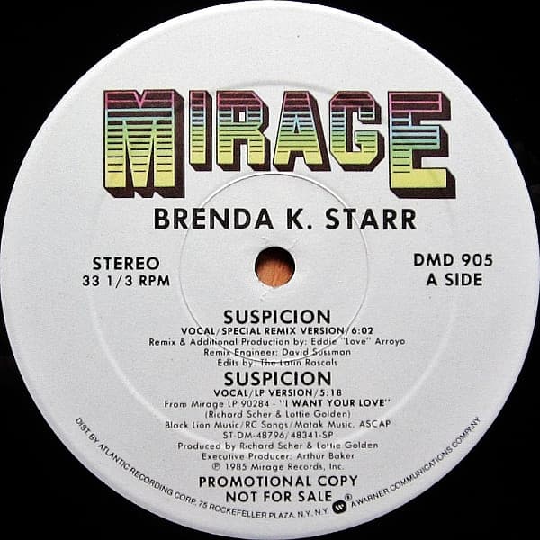 Brenda K. Starr – Freestyle - Suspicion vinyl cover art