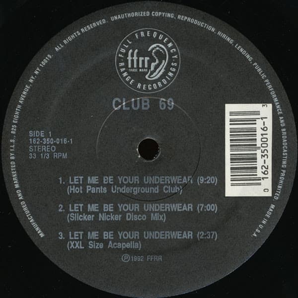 Club 69 – House - Let Me Be Your Underwear vinyl cover art