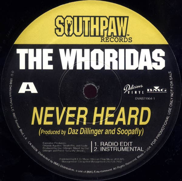 The Whoridas – Never Heard vinyl cover art