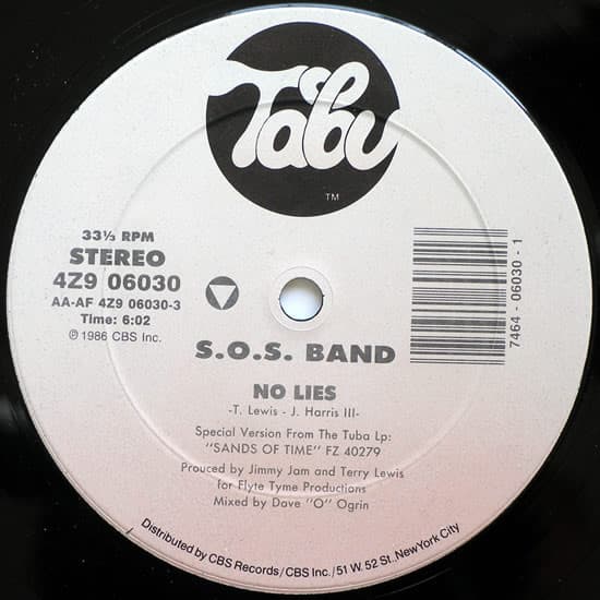 The S.O.S. Band – No Lies vinyl cover art