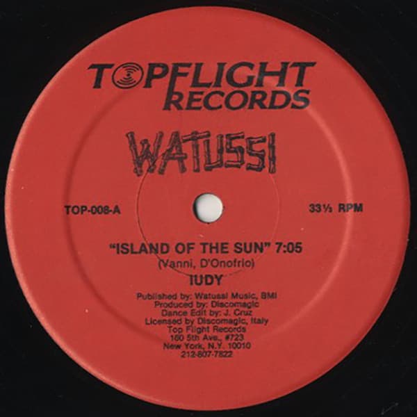 Iudy – Italo-Disco - Island Of The Sun vinyl cover art