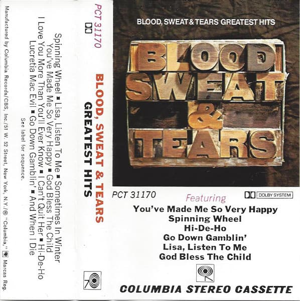 Sweat And Tears Blood – Blood, Sweat & Tears Greatest Hits vinyl cover art