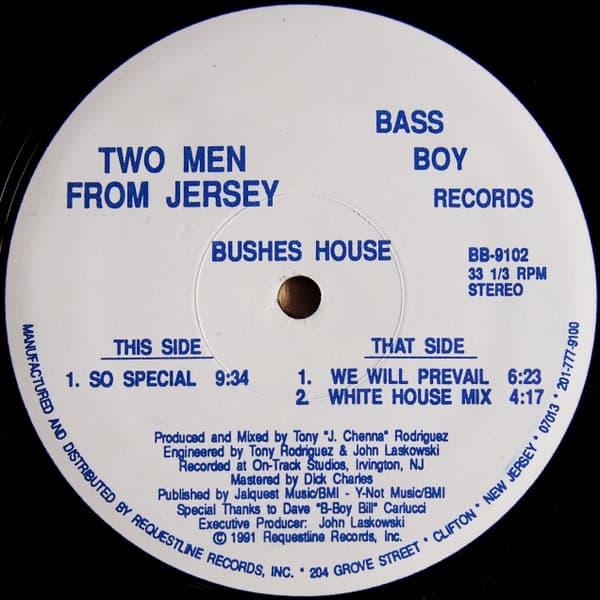2 Men From Jersey – House - Bushes House vinyl cover art