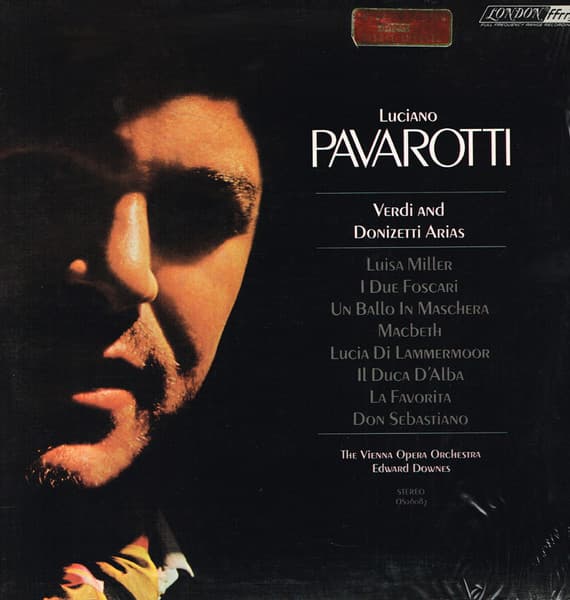 Luciano Pavarotti, Giuseppe Verdi, Gaetano Donizetti, Orchester Der Wiener Staatsoper, Edward Downes – Verdi And Donizetti Arias vinyl cover art