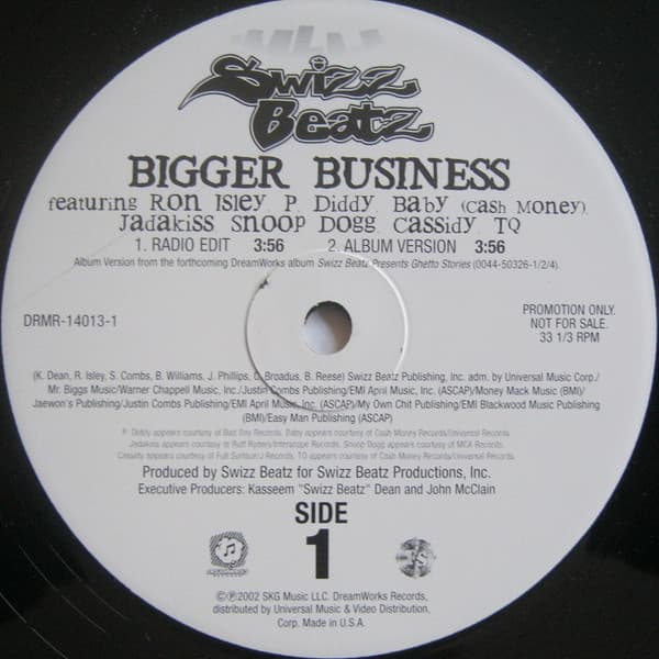 Swizz Beatz, Ronald Isley, P. Diddy, Baby (2), Jadakiss, Snoop Dogg, Cassidy (3), Tq – Bigger Business vinyl cover art