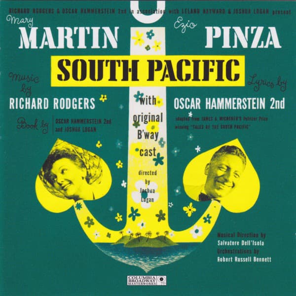 Mary Martin, Ezio Pinza, Rodgers & Hammerstein, "South Pacific" Original Broadway Cast – South Pacific vinyl cover art