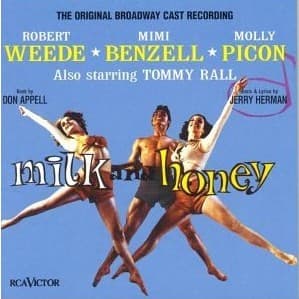 Robert Weede, Mimi Benzell, Molly Picon, Tommy Rall – Milk And Honey - The Original Broadway Cast Recording vinyl cover art