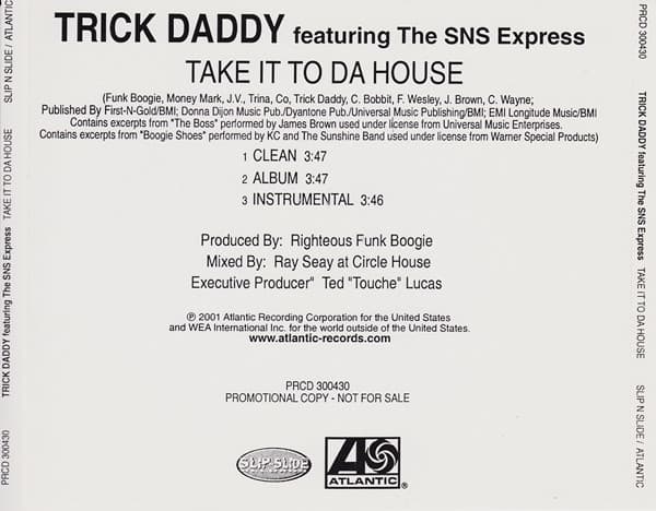 The Sns Express Trick Daddy – Take It To Da House vinyl cover art