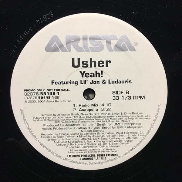 Usher, Lil' Jon, Ludacris – Yeah! vinyl cover art