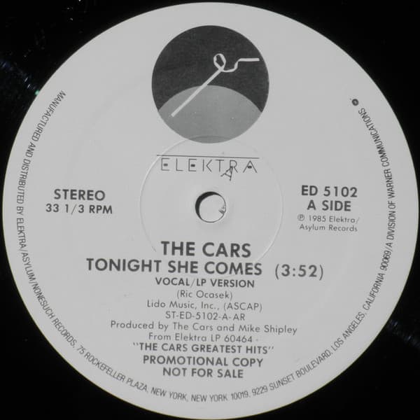 The Cars – Tonight She Comes vinyl cover art
