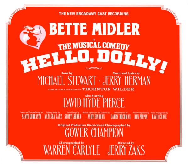 Bette Midler, Michael Stewart (7), Jerry Herman – Hello, Dolly! (The New Broadway Cast Recording) vinyl cover art