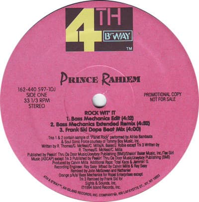 Prince Rahiem – Rock Wit' It vinyl cover art