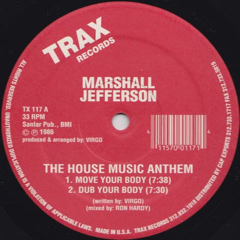 Marshall Jefferson – House - The House Music Anthem vinyl cover art