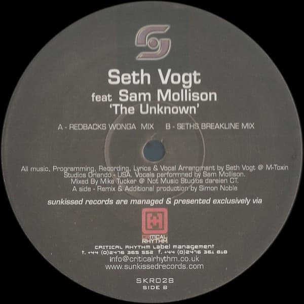 Sam Mollison Seth Vogt – Progressive Trance - The Unknown vinyl cover art