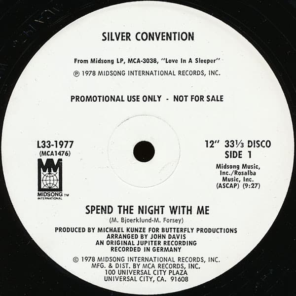 Silver Convention – Spend The Night With Me vinyl cover art