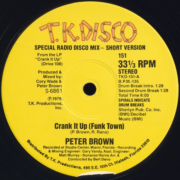 Peter Brown (2) – Crank It Up (Funk Town) vinyl cover art