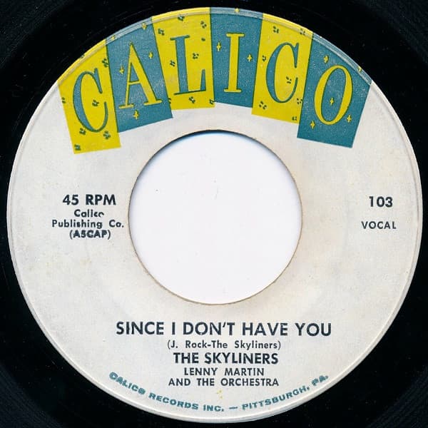The Skyliners – Since I Don'T Have You vinyl cover art