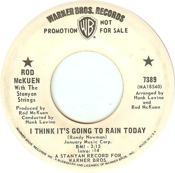 The Stanyan Strings Rod Mckuen – I Think It'S Going To Rain Today vinyl cover art