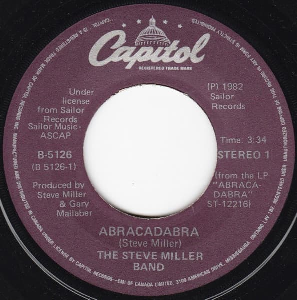 Steve Miller Band – Abracadabra vinyl cover art