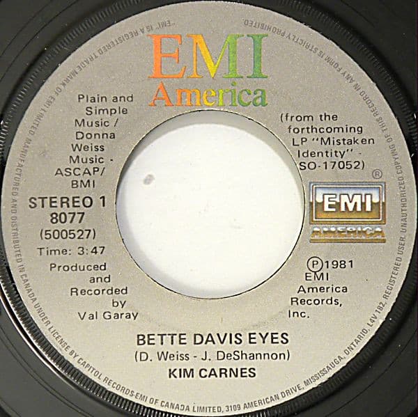 Kim Carnes – Bette Davis Eyes vinyl cover art