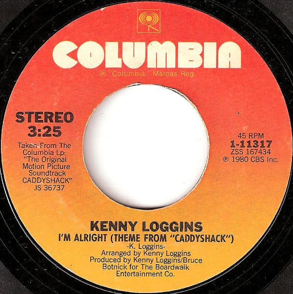 Kenny Loggins – I'M Alright (Theme From "Caddyshack") vinyl cover art