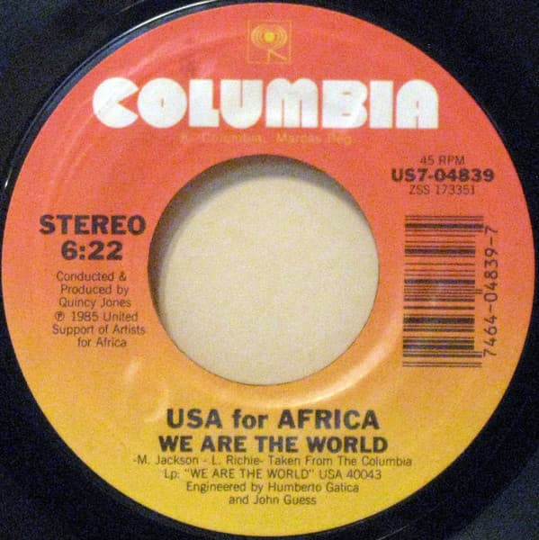 Usa For Africa – We Are The World vinyl cover art