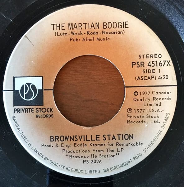 Brownsville Station – The Martian Boogie vinyl cover art