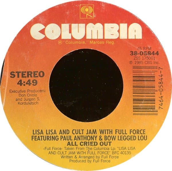 Full Force Lisa Lisa & Cult Jam – All Cried Out vinyl cover art
