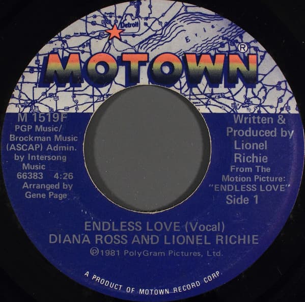 Lionel Richie Diana Ross – Endless Love vinyl cover art
