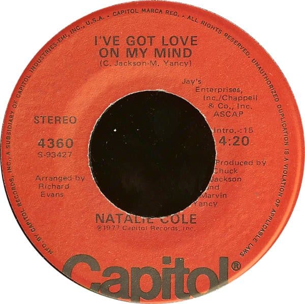Natalie Cole – I'Ve Got Love On My Mind/ Unpredictable You vinyl cover art