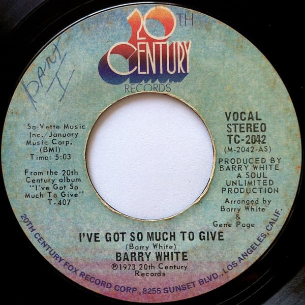 Barry White – I'Ve Got So Much To Give vinyl cover art