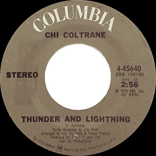 Chi Coltrane – Thunder And Lightning vinyl cover art