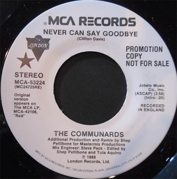 The Communards – Never Can Say Goodbye vinyl cover art