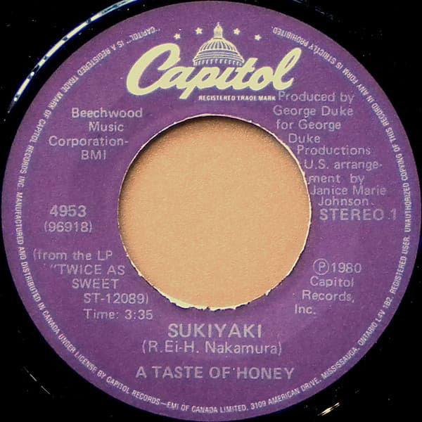 A Taste Of Honey – Sukiyaki vinyl cover art