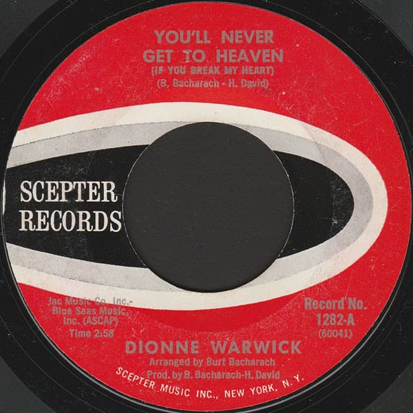 Dionne Warwick – You'Ll Never Get To Heaven (If You Break My Heart) vinyl cover art
