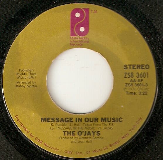 The O'Jays – Message In Our Music vinyl cover art