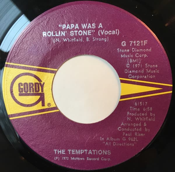 The Temptations – Papa Was A Rollin' Stone vinyl cover art