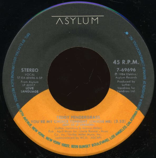 Teddy Pendergrass – You'Re My Choice Tonight (Choose Me) vinyl cover art