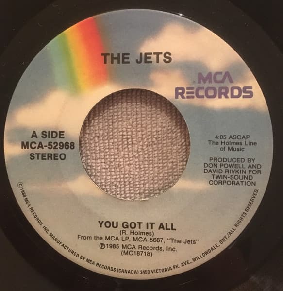 The Jets – Downtempo - You Got It All vinyl cover art