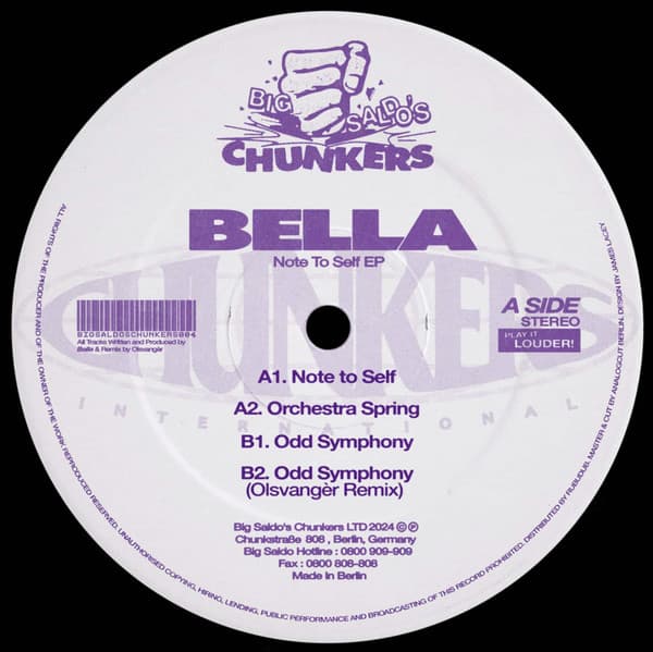Bella (62) – House - Note To Self Ep vinyl cover art