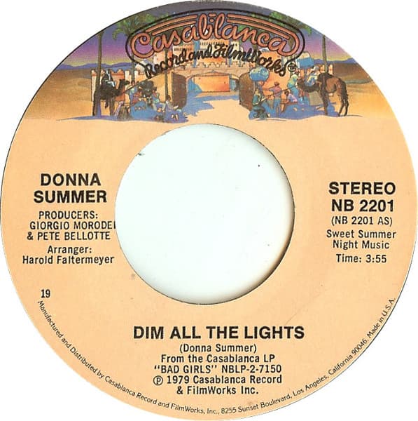 Donna Summer – Dim All The Lights vinyl cover art